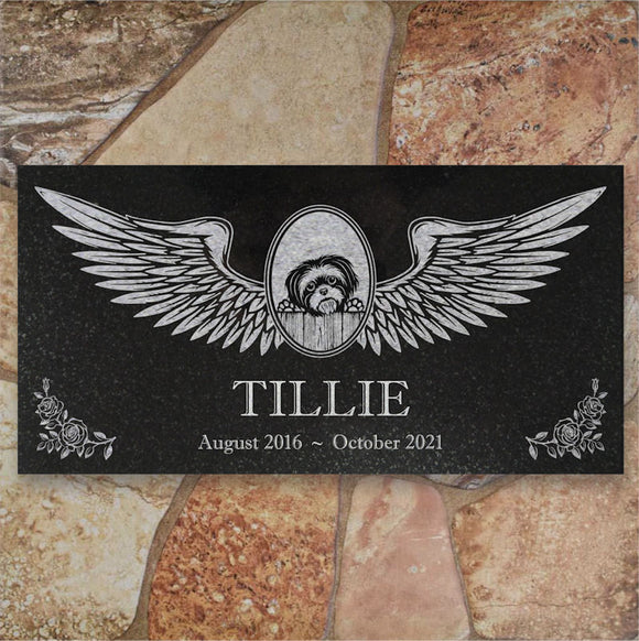 Shih Tzu Personalized Dog Memorial - Granite Stone Pet Grave Marker - 6x12 - Tillie