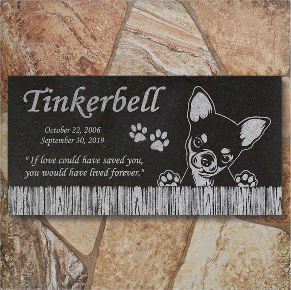 Chihuahua Personalized Dog Memorial - Granite Stone Pet Grave Marker - 6x12