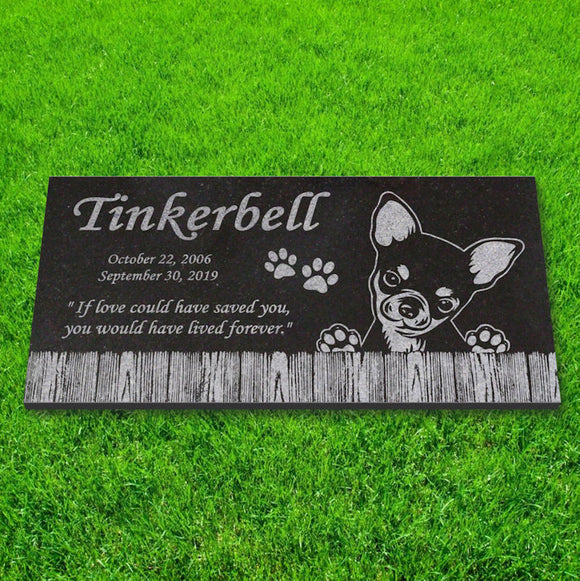 Chihuahua Personalized Dog Memorial - Granite Stone Pet Grave Marker - 6x12