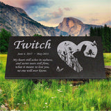 Personalized Rabbit Memorial - Granite Stone Pet Grave Marker - 6x12 - Twitch